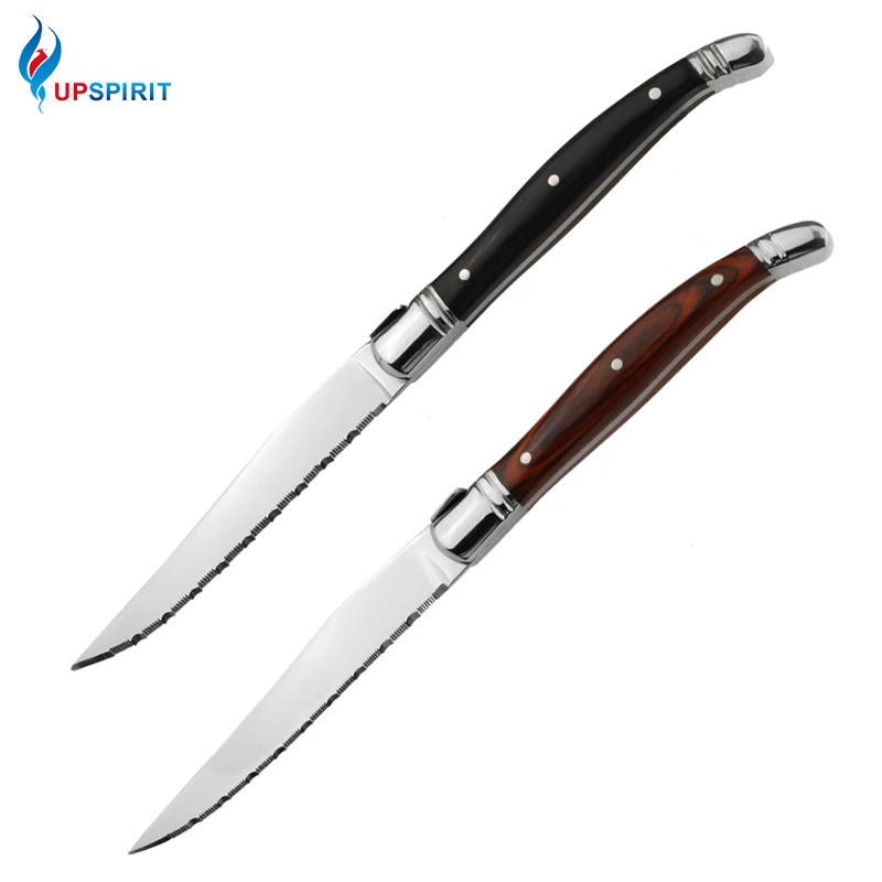

Upspirit Stainless Steel Steak Knife Anti-Rust Flatware Kitchen Knife Chef Knives With Wood Long Handle Polishing Cutlery Tools