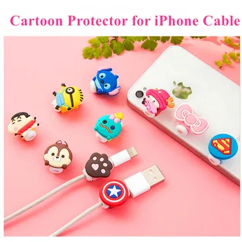 

SIANCS Cute Cartoon Charger Cable Protector de cabo USB Cable Winder Cover Case For IPhone 5s 6 6s 7 7 8 plus Cable Protect Gift