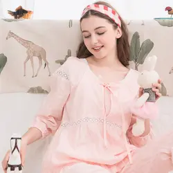 Для кормления материнства и ночное белье мило хлопка марли Беременность Пижама для кормящих пижамы Ночная рубашка для беременных кормящих