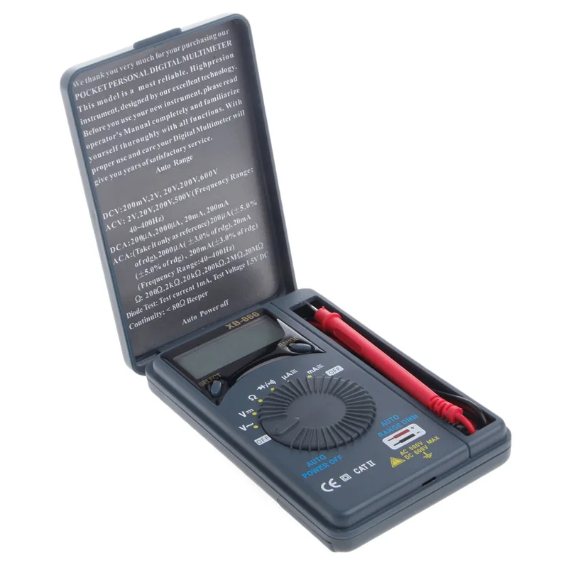 

XB866 Mini Auto Range LCD Voltmeter Tester Tool AC/DC Pocket Digital Multimeter
