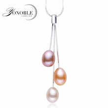 100% colgantes de perlas Naturales para las mujeres verdadera perla colgante collar de la joyería de agua dulce blanco perla colgante de plata 925 de regalo de boda