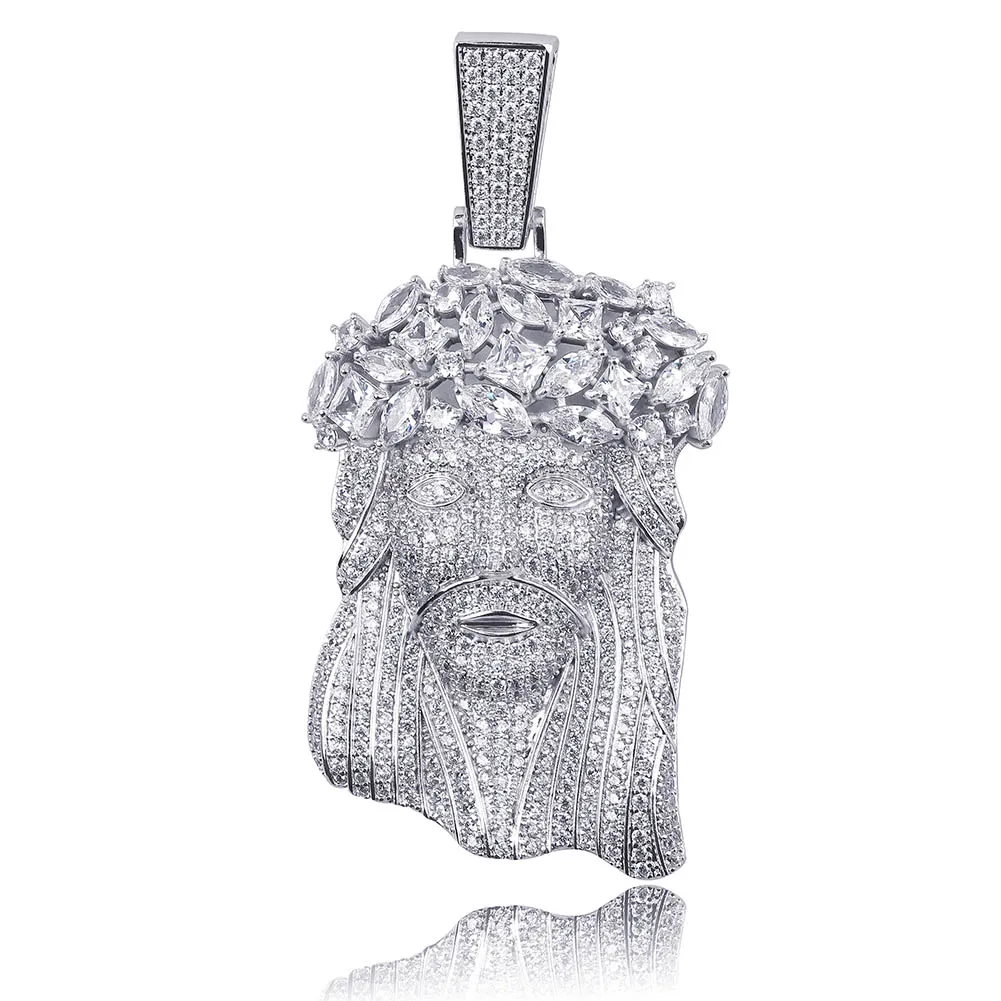 Pingente com Corrente de Tênis Gelado para Fora Cor do Ouro Gucy Grande Jesus Colar Zircão Cúbico Hip Hop Masculino Jóias Presente & 9 Colares c/ pingente