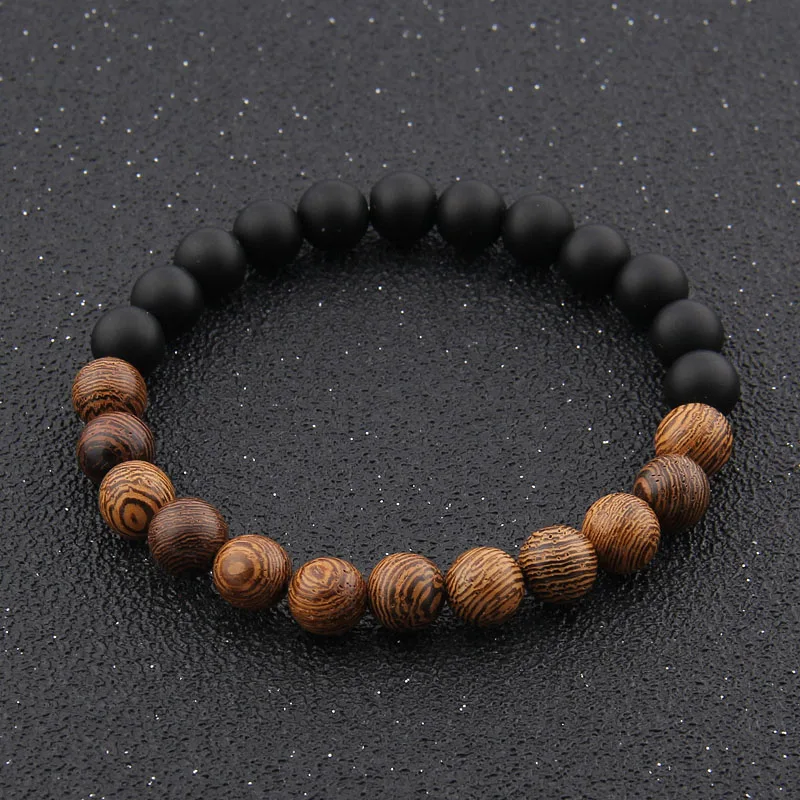 

Dropshipping 8mm New Natural Wood Beads Bracelets Men Black Ethinc Meditation White Bracelet armband mannen Prayer Jewelry