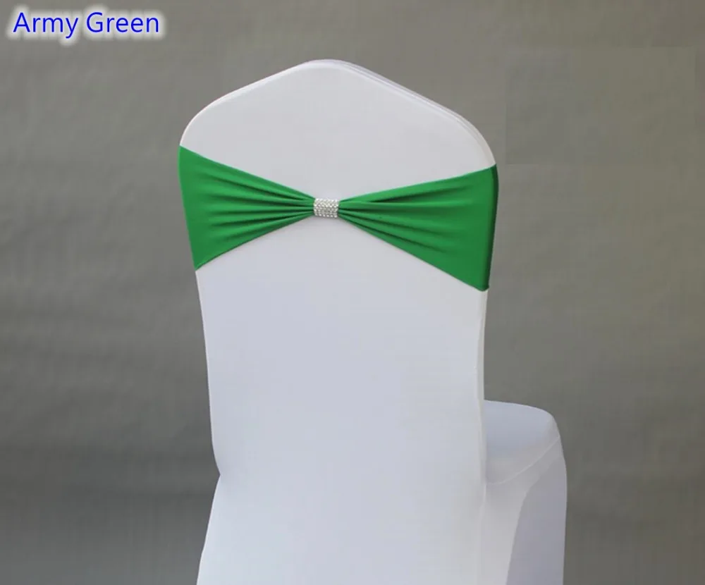 Army Green Colour Spandex Chair Sash Wedding Chair Sashes With Shiny