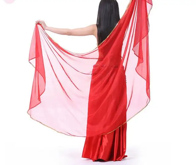 250*120cm Stage Performance Belly Dance Scarf Shawl Light Texture Half Circle Veils Professional Women Belly Dance Veil Chiffon Red