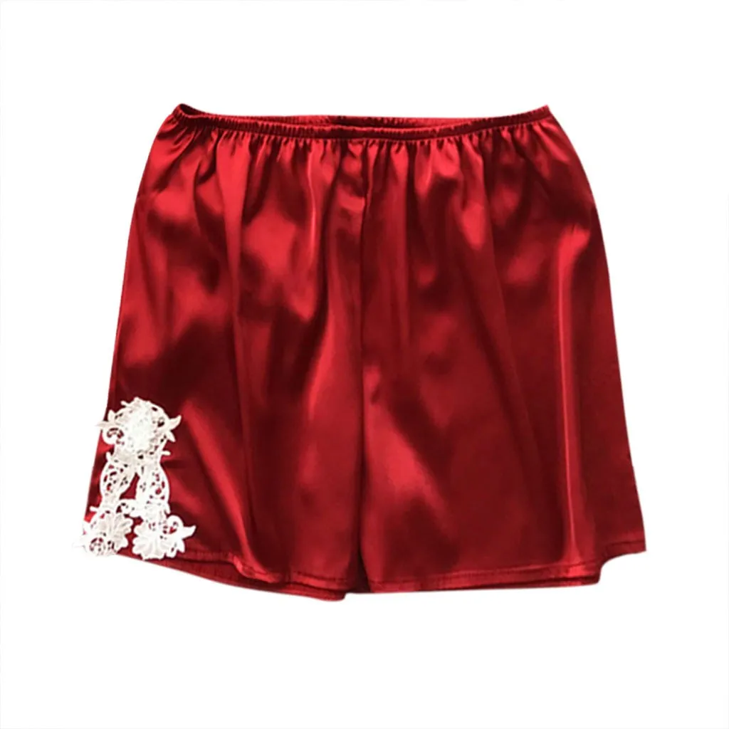 Женское сексуальное кружевное белье пикантное нижнее белье, Белье для сна брюки для пижамы женское шелковое кружевное белье Ночное белье# XTN - Color: Red