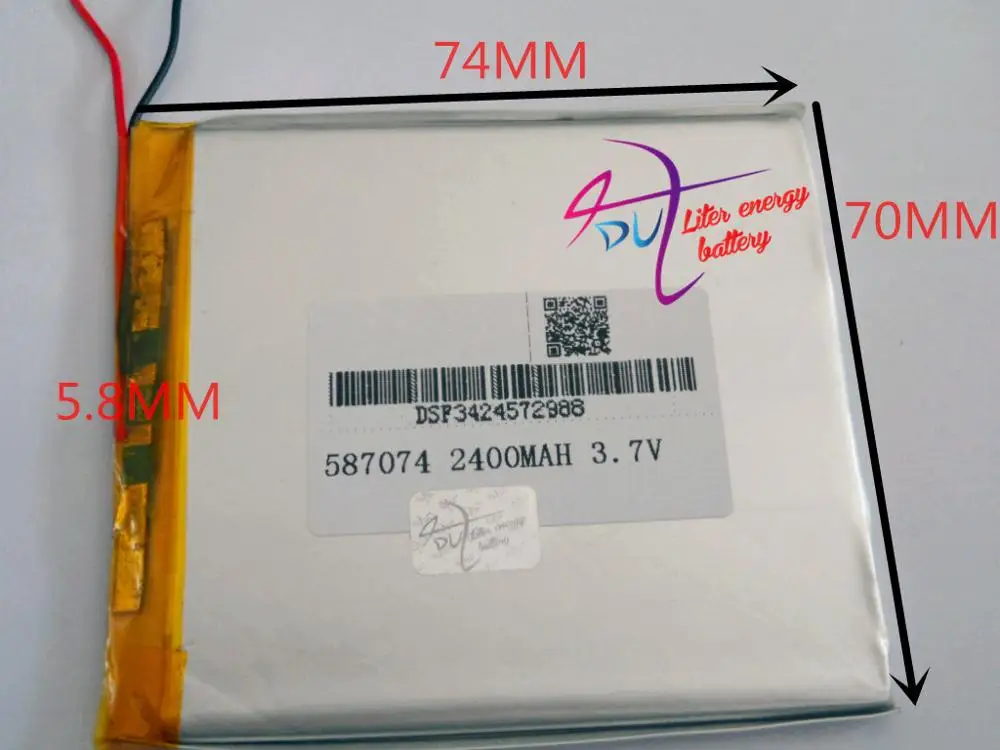 

tablet battery 3.7V,2400mAH,[587074] PLIB; polymer lithium ion / Li-ion battery for dvr,GPS,mp3,mp4,cell phone