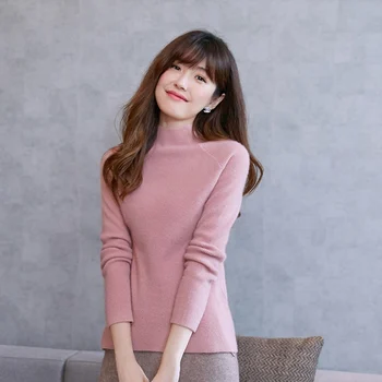 

High Quality Women Sweater 100% Cashmere Pullovers Winter New Fashion Thick Jumper Ladies 3Colors Ladies Knitwear Girl Knit Tops