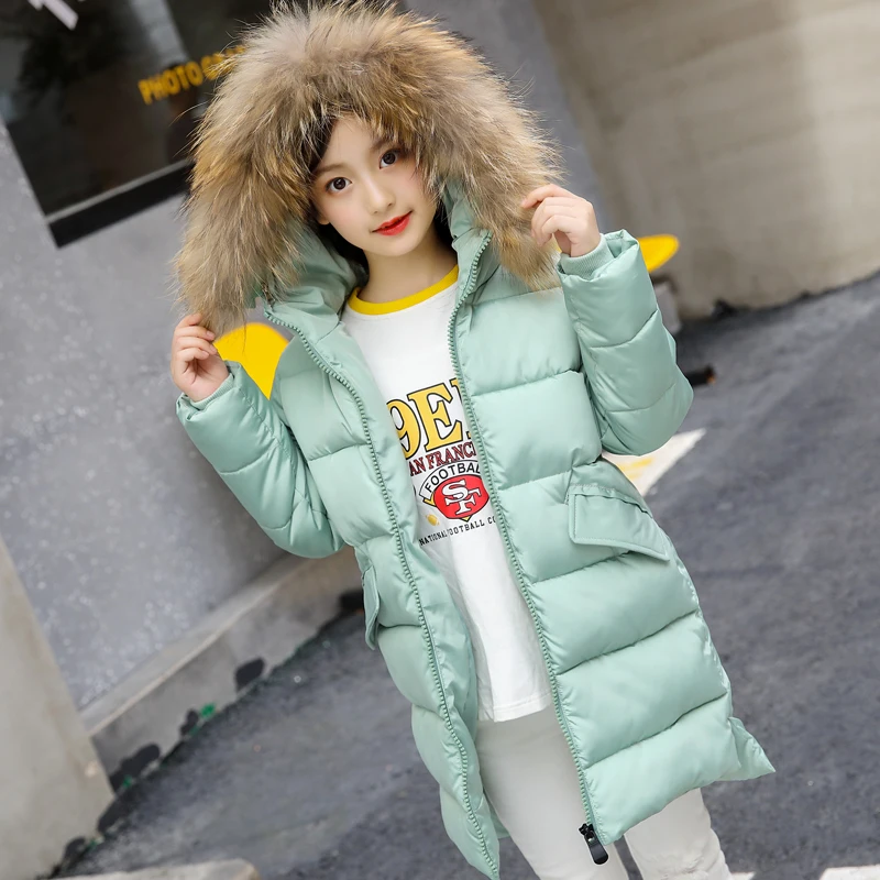 

2018 Girls Winter Coat Children Jackets Cotton Parkas Kids big fur hooded Outerwear Coats Thickened Warm Jacket Baby Girls Coat