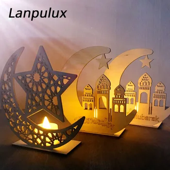 

Lanpulux Mosque Moon Night Light 3D Wooden Hollow Eid Mubarak Islamic Palace Holiday Decorative Lighting Desktop Ornaments Gifts