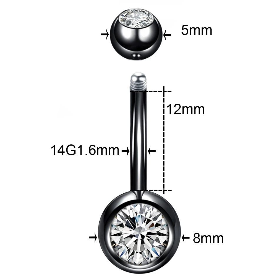 1 предмет; Новинка; пикантные двойной Циркон драгоценностями Стиль пупка нательное пирсинг-кольцо пупка пирсинг G23 Титан живота Серьги