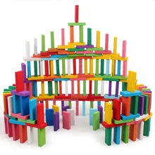 

50pcs 100pcs 120pcs 240pcs Colored Dominoes Children Wooden Blocks Building Domino Game Kid Early Learning Educational Toys Gift
