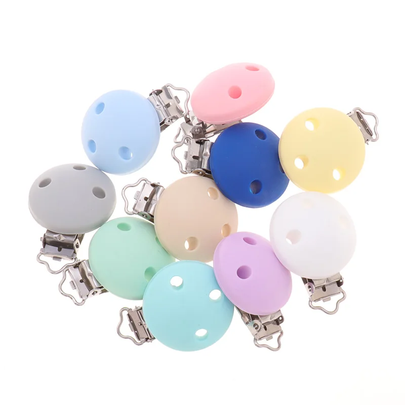 

10PC Round Silicone Baby Pacifier Clips BPA Free Infant Soother Clasps Teething Teether Necklace Nipple Holder DIY Jewelry Mouse