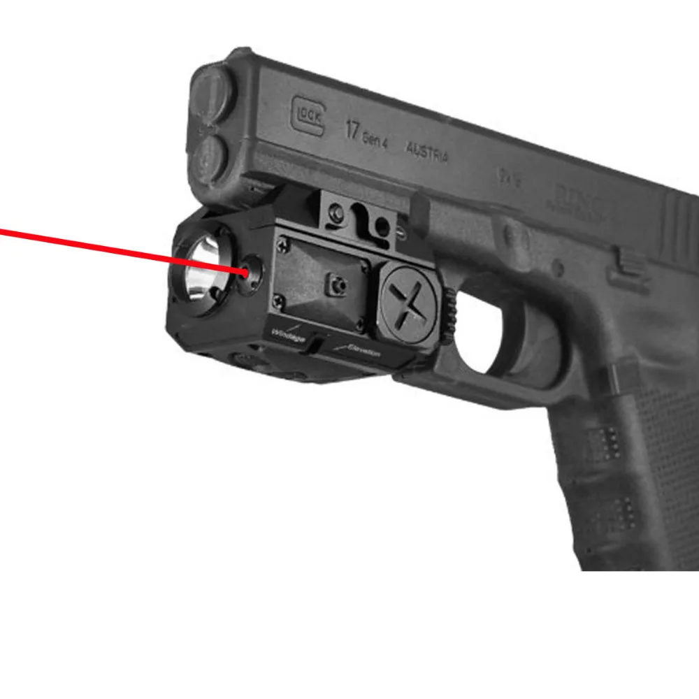 

Compact Pistol Red Laser Sight Flashlight + Laser LED Light Combo