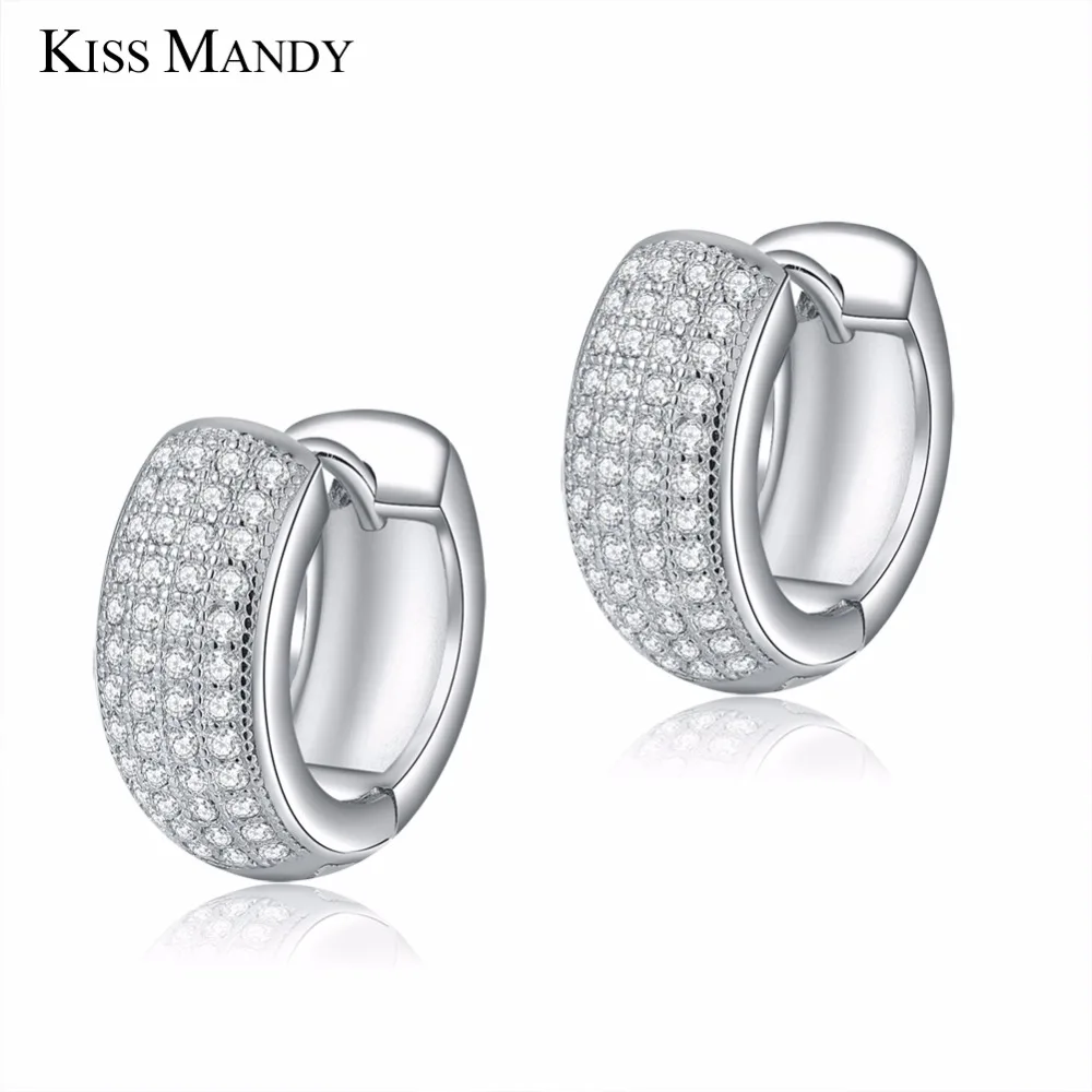 

KISS MANDY Small Circle Fashion Hoop Earrings For Women Luxury AAA Austrian Crystal Retro Style Wedding Party Brincos LE100