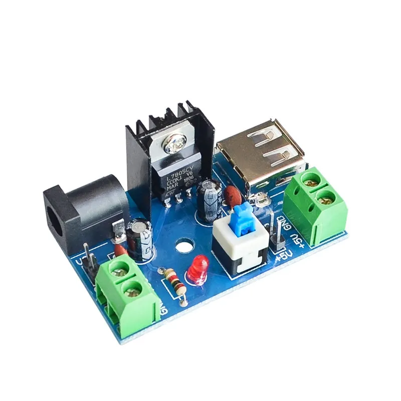 NEW 1PCS 7-15V turn 5V power module 9V turn 5V 12V to 5V 7805 heat sink with switch.