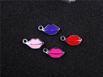 

AE584 Mix Color 20Pcs Alloy Metal Enamel Lips Charms Pendants 21x11mm
