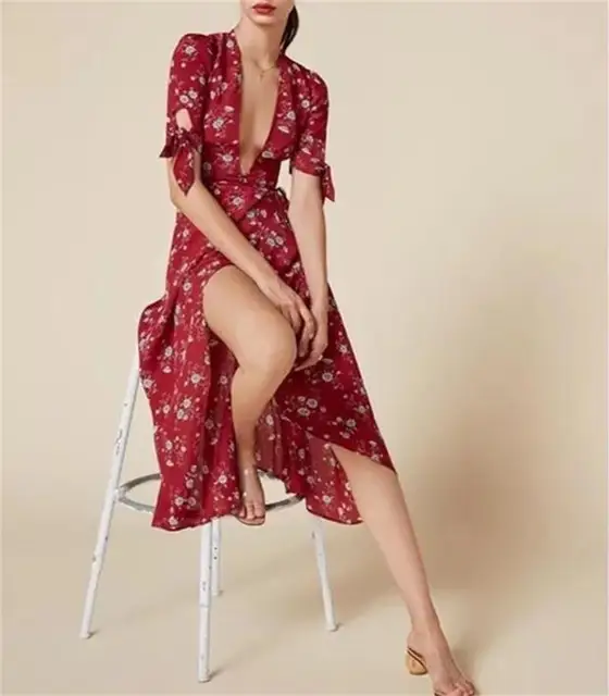 Summer floral dresses with short sleeves