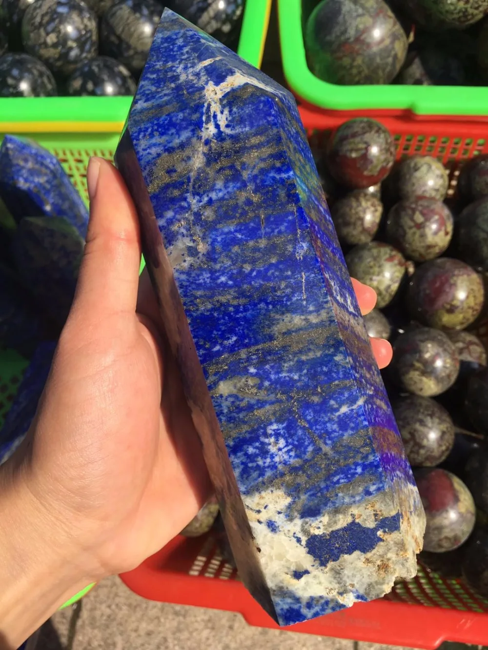 

Large Size Natural Lapis Lazuli Crystal Obelisk Quartz Wand Gemstone Point Mineral Specimen reiki Healing for Home Decoration