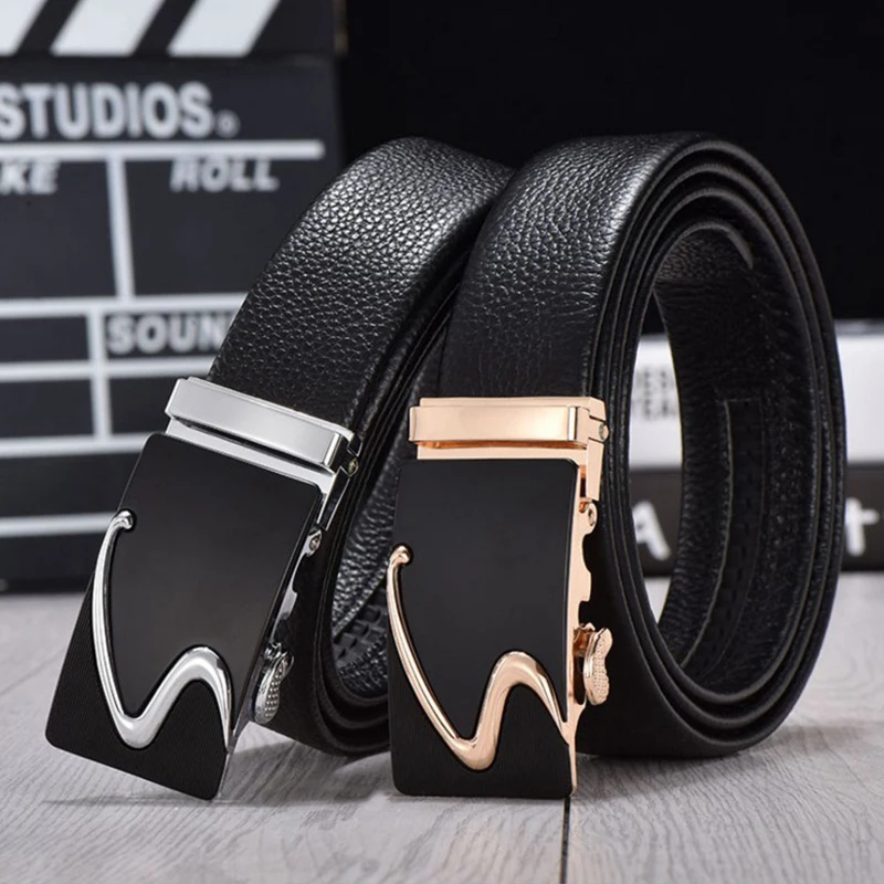 

BeiJiGuang High-grade Generous Men Genuine Leather Belts Automatic Buckle Multicolor Metal S Buckle Men Belts NSZPPD-01