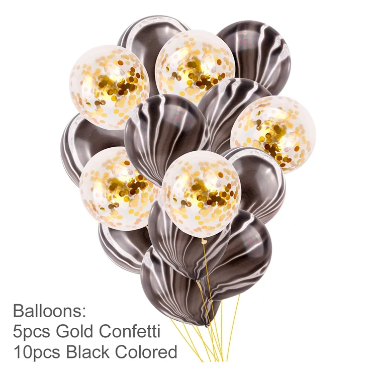 QIFU 12 дюймов конфетти гелиевый шарик из фольги розовое золото надувные латексные воздушные шары Детские воздушные шары на день рождения вечерние принадлежности - Цвет: 15pcs Black-Gold