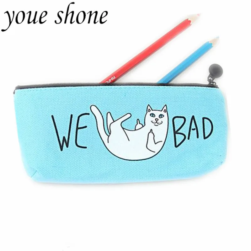 

1pc/19.5*9cm Student Pencil Bag Large Capacity Canvas Fabric Cat Korean Stationery Pencil Case For Kids Gift for School Supplies