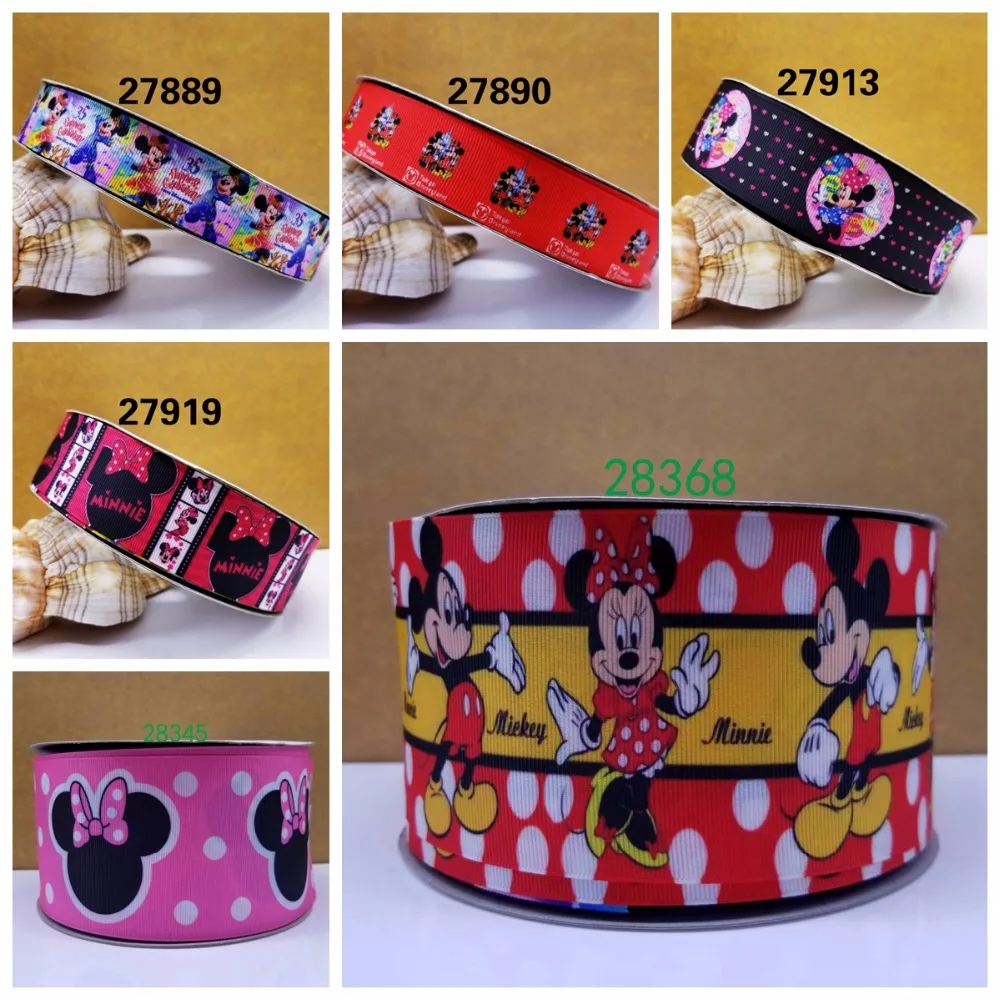 

Free shipping 50 yard per size mickey ribbon printed grosgrain ribbon 28368