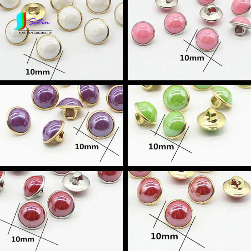

10MM Colorful Candy Colored Round Metallic Lustrous Shirt Chiffon Sweater Cashmere Children's Clothing Button Decoration S001F