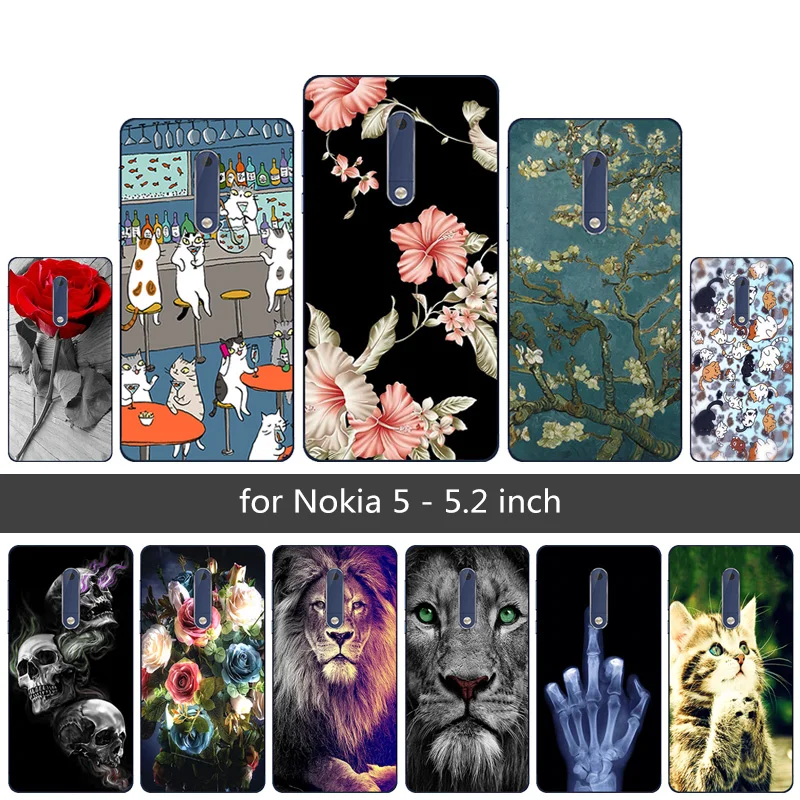 

Silicon Cover Phone Case For Nokia 1 6 7.1 2018 Phone Fitted Case For Nokia 5 6 2.1 3 3.1 7 Plus Rose Printed Full Protective