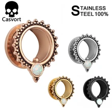 Casvort Новые Модные Серьги Для Пирсинга Ушей из нержавеющей стали, опал, тоннели винтовые, дизайн сзади, пара, 2 шт./партия