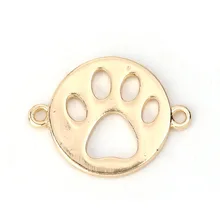 DoreenBeads Conectores de Cobre Animais Pata de Cão Jóias da Cor do Ouro Oco Rodada Accessrioes 16mm (5/8