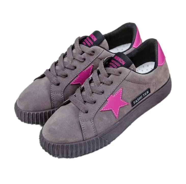 

Fashion Star Women Shoes Women Casual Shoes Lace Up Women Flat Shoes Pink 2019 New Women Sneakers Round Toe Female Shoes