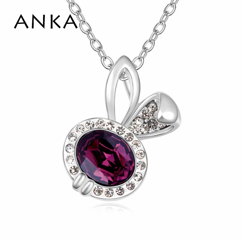 

ANKA Rabbit Crystal Pendant Necklace for Women Gift Link Chain Jewelry Main Stone Crystals from Austria Rhodium plated #106471