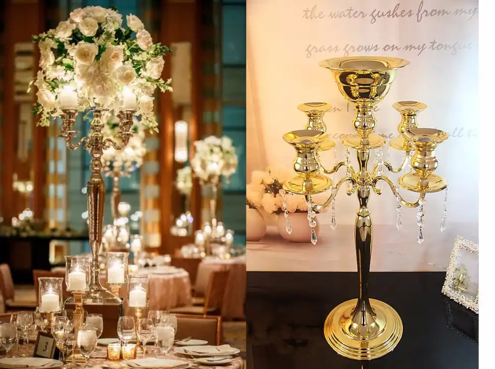 H75cm W48cm 5 Arms Gold Metall Candelabra Candle Holder Wedding