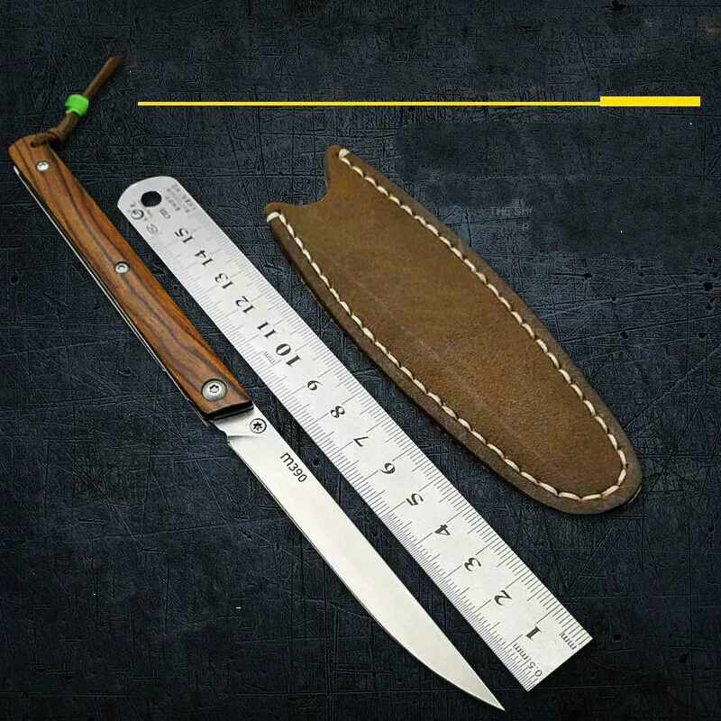 

hot Small pen flip folding knife ball bearing M390 blade American sand iron handle outdoor camping multi-purpose hunting EDC