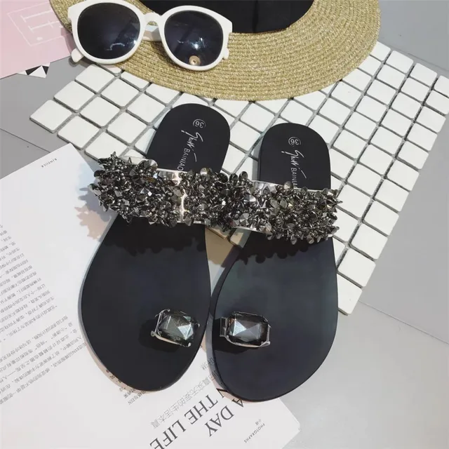  Women's Flips Flops Sandals Summer Shoes Wedges Rhinestone Sandals Slips
