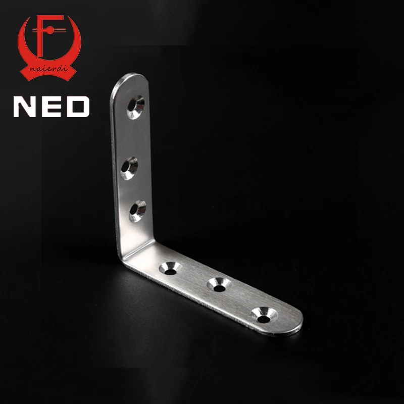 

NED 85x85x20mm Practical Stainless Steel Corner Brackets Joint Fastening Right Angle 2.7MM Thickened Bracket With Screws