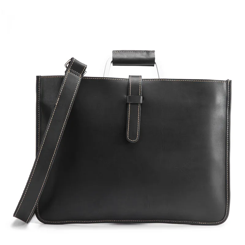 Black Brown Genuine Leather Briefcase For Man Vintage Men Messenger Bag Business Bags Male Tote A4 Document Case Handbags 6077