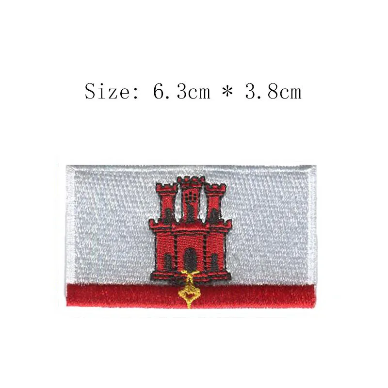 

State Flag of Gibraltar embroidery patch Free shipping Wholesale price emblem for Motorcycle Jacket coat iron sew left chest