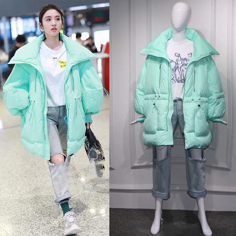 mint green winter coat