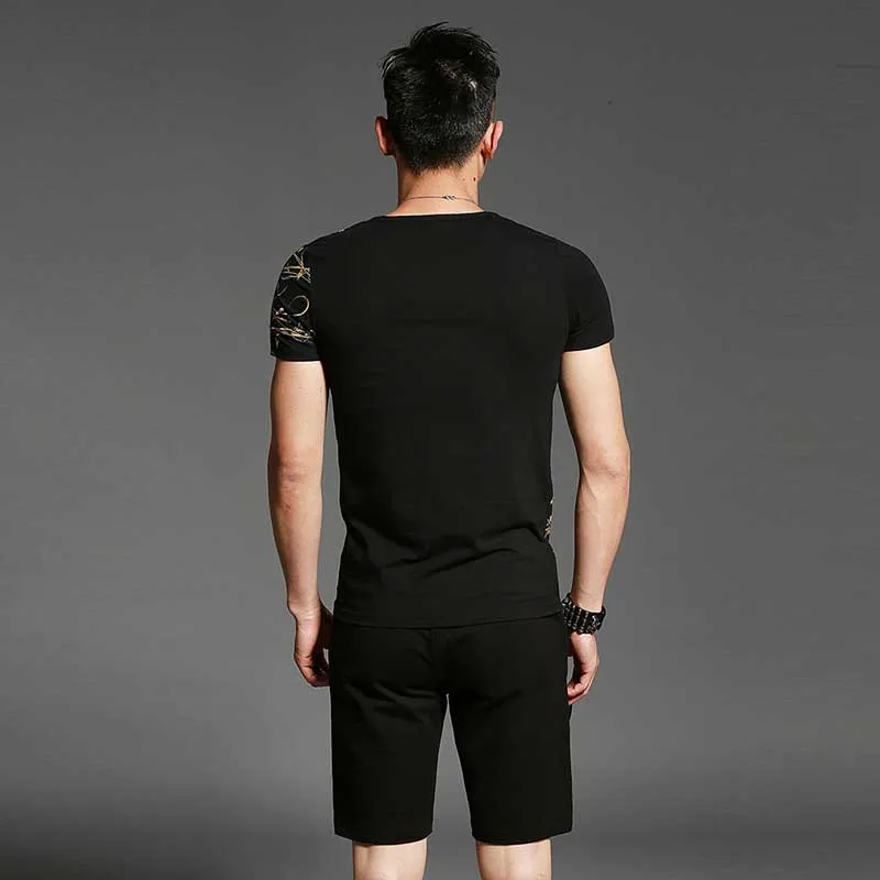 Summer Retro Gilded Rose Floral Two Piece Short Sets Tracksuit Men Tshirt Set with Shorts Half Pants Casual Slim Fit T-shirt Summer Retro Gilded Rose Floral Two Piece Short Sets Tracksuit Men Tshirt Set with Shorts Half Pants Casual Slim Fit T-shirt