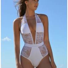 Сексуальные кружевные слитные купальные костюмы, женские купальные костюмы, монокини с высокой посадкой, кружевные белые/черные купальные костюмы, трикини 2203