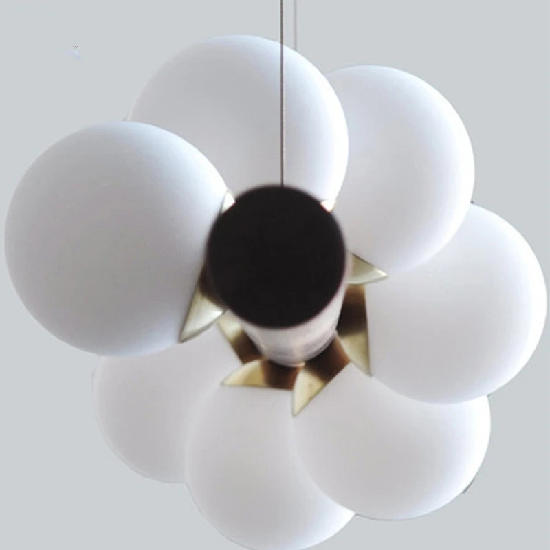 Деревянный белый стеклянный шар Led подвесные светильники для столовой Hanglamp G4