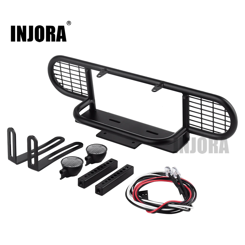 

INJORA Metal Front Camel Trophy Bumper with Led Light for 1/10 RC Crawler Traxxas TRX4 RC4WD D90 D110 Defender