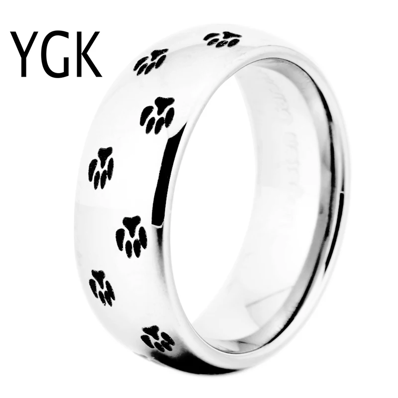 Классическое Обручальное кольцо для женщин, ювелирное изделие, обручальное серебряное вольфрамовое кольцо с принтом собачьей лапы, кольцо с животными, вечерние женские кольца