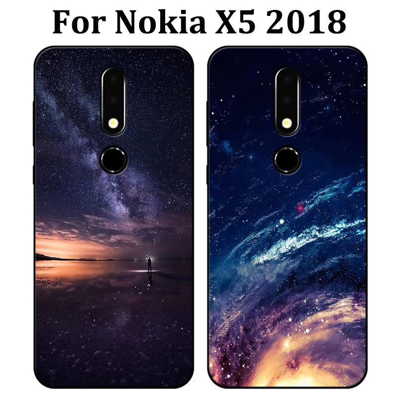 For Nokia X5 2018 Case Starry sky Soft Back Cover NokiaX5 Phone X 5 cover TA-1109 shell | Мобильные телефоны и аксессуары