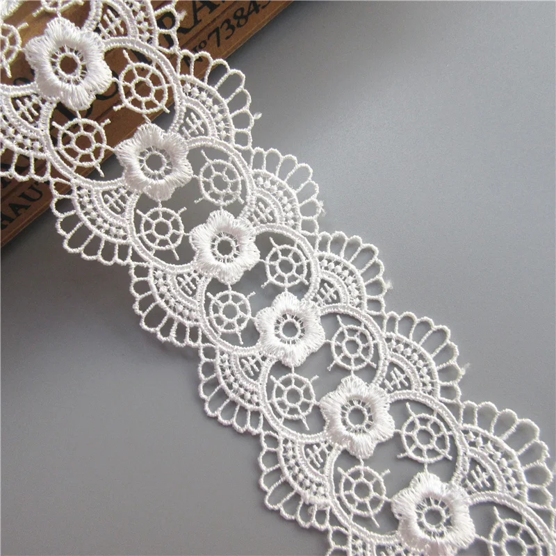 1yd Vintage Embroidered Lace-trimmed Ribbon Wedding Applique Diy Sewing EL 1yd Vintage Embroidered Lace-trimmed Ribbon Wedding Applique Diy Sewing EL