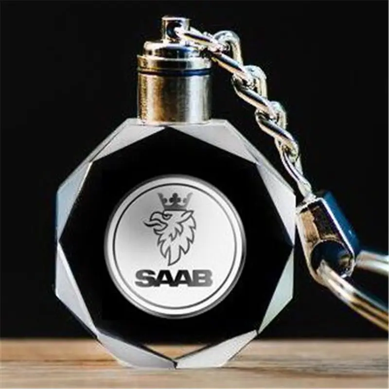 HYBZH láser de cristal grabado Llavero del logotipo del coche LED de luz de la pared colgante anillos regalo de recuerdo de estilo Chaveiros Llavero 88668
