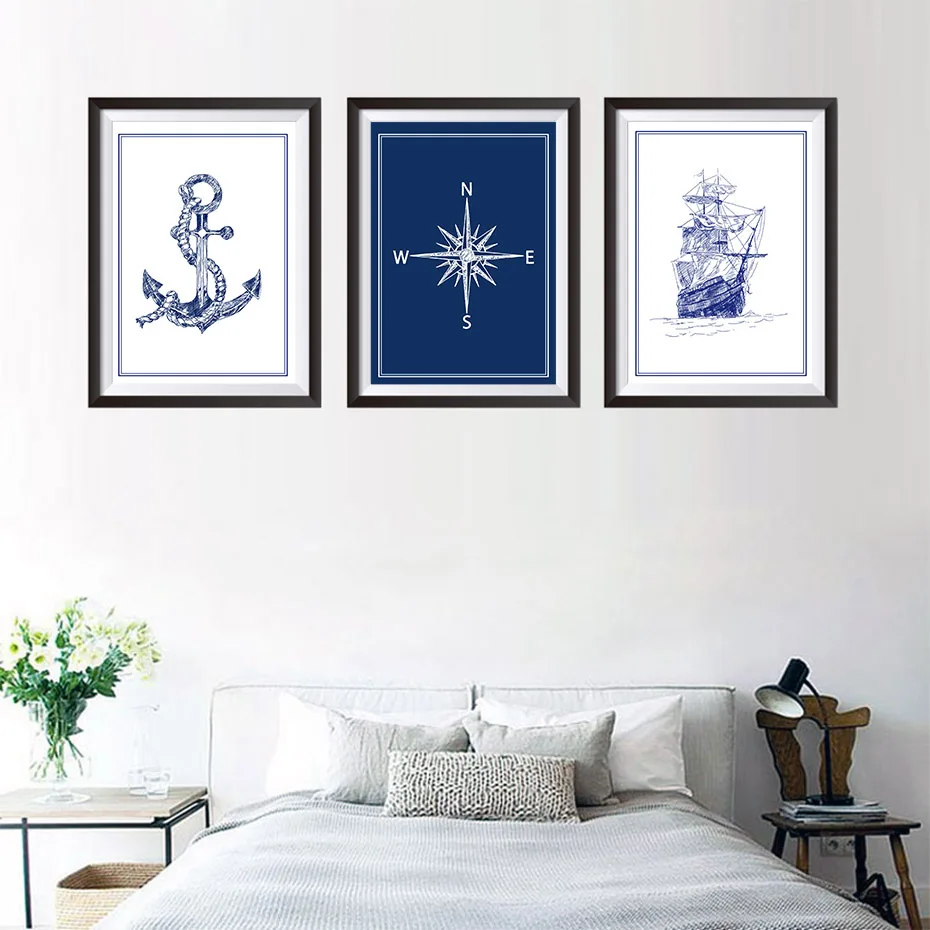 Nautical-Sail-Boat-Octopus-Crab-Canvas-Painting-Wall-Art-Blue-Pictures-Posters-Prints-Nordic-for-Kids (1)