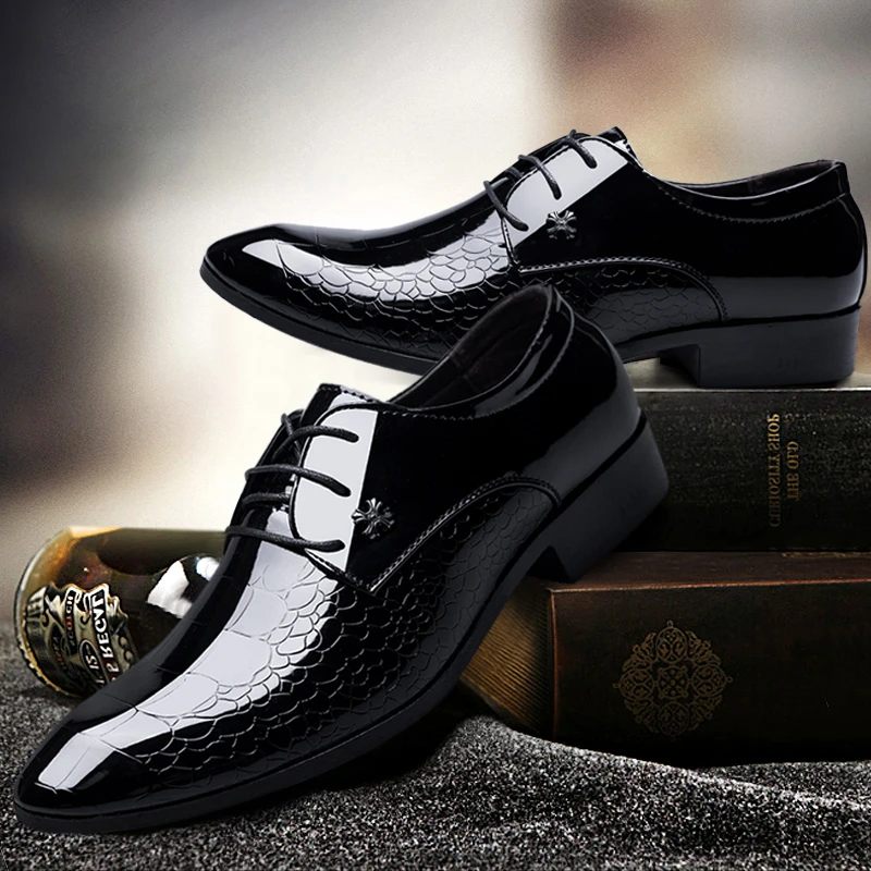 Wedding Shoes Man Patent Leather Black Oxford Shoes For Men Shoes Luxury Brand Formal Mariage Mens 